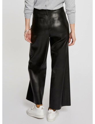 PCHOU - Pantalon large effet cuir | Noir