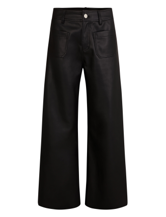 PCHOU - Pantalon large effet cuir | Noir