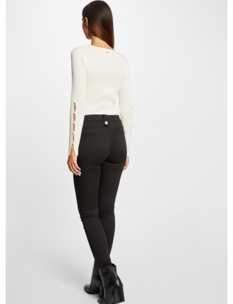 PAME - Pantalon skinny en coton mélangé | Noir