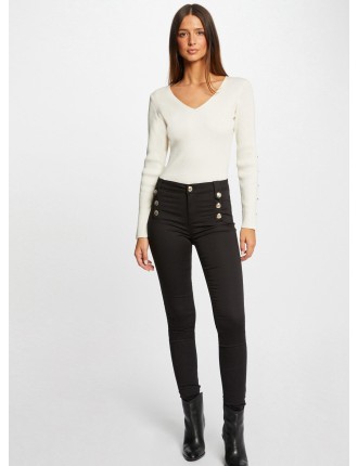 PAME - Pantalon skinny en coton mélangé | Noir