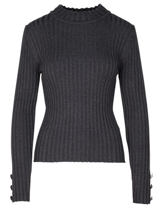 MCEZE - Pull col montant côtelé | Gris