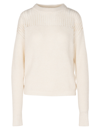 MESSINA - Pull col rond détails ajourés | Beige