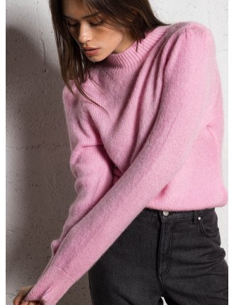 MLEONAR - Pull droit col montant  | Rose