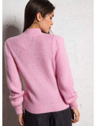 MLEONAR - Pull droit col montant  | Rose