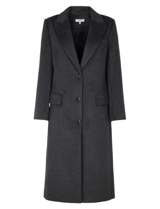 GIANA - Manteau long droit col tailleur | Gris