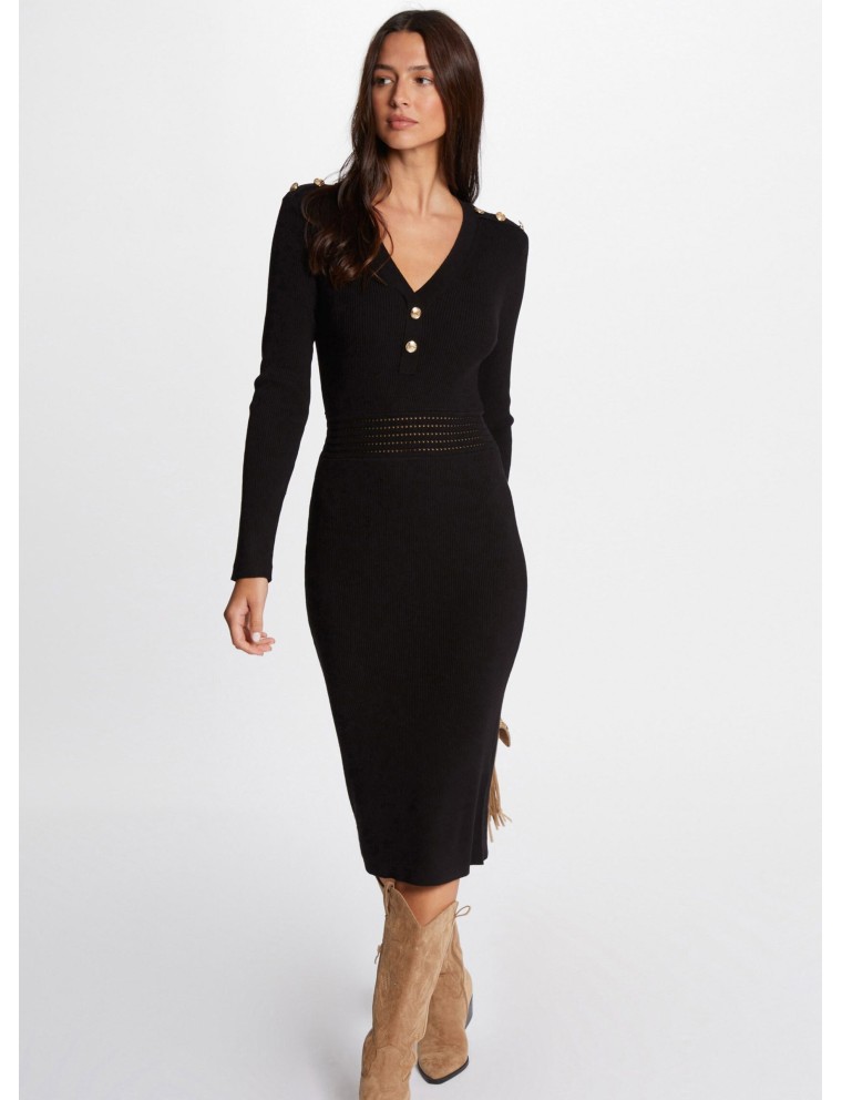 RMBROOK - Robe midi col V | Noir