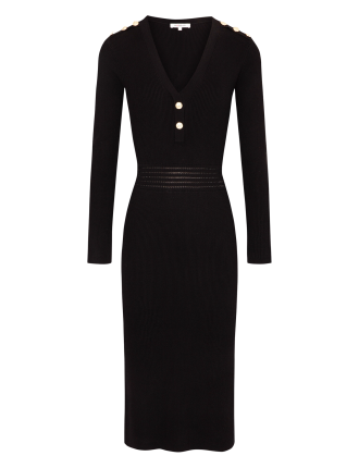 RMBROOK - Robe midi col V | Noir