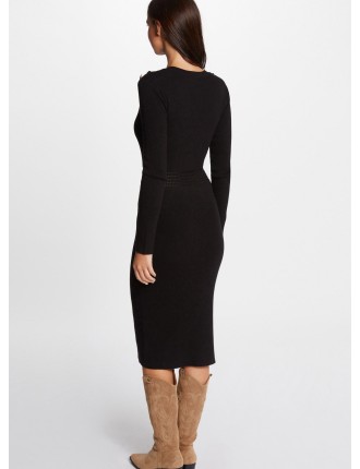 RMBROOK - Robe midi col V | Noir