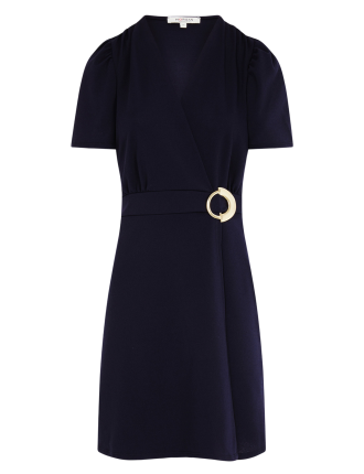 RSCUBA - Robe midi portefeuille ceinturée  | Bleu