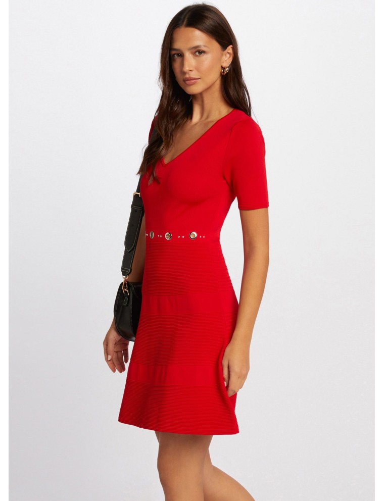 RMEY - Robe courte col V | Rouge