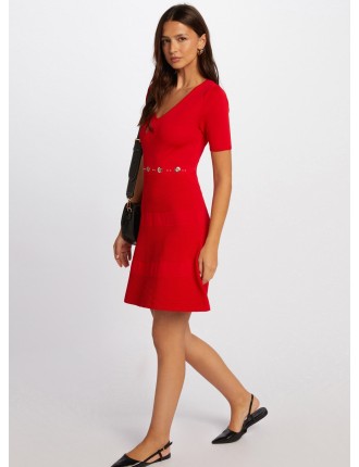 RMEY - Robe courte col V | Rouge