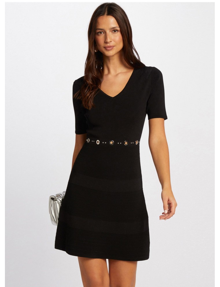 RMEY - Robe courte col V | Noir