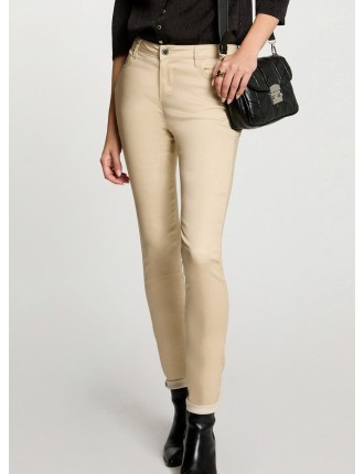 PFRASHI - Pantalon skinny enduit en coton mélangé | Beige