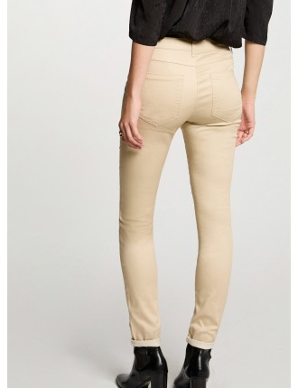 PFRASHI - Pantalon skinny enduit en coton mélangé | Beige