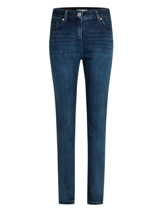 PELO - Jean slim taille haute en coton mélangé | Bleu