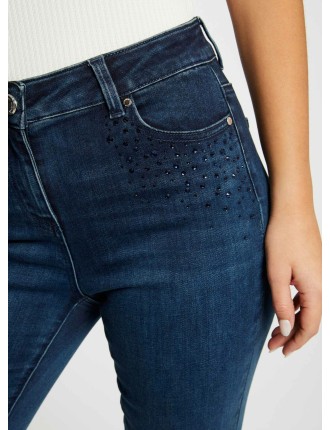 PELO - Jean slim taille haute en coton mélangé | Bleu