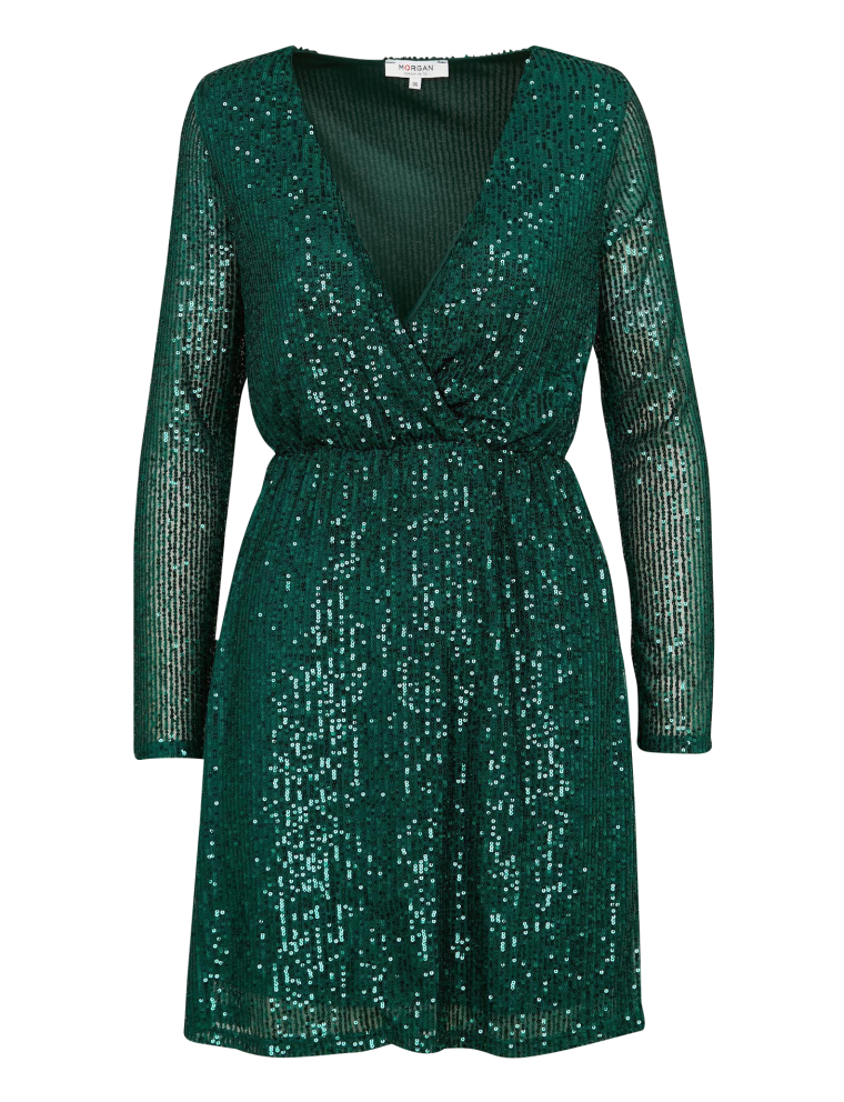 RNINOU - Robe courte à sequins | Vert