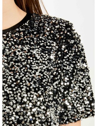 DYNE - Tee-shirt manches courtes à sequins | Noir