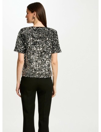 DYNE - Tee-shirt manches courtes à sequins | Noir