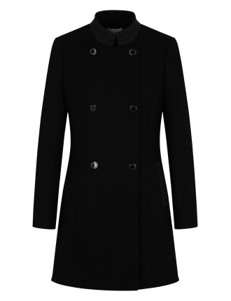 GSUZI - Manteau long en laine mélangée | Noir