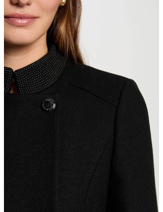 GSUZI - Manteau long en laine mélangée | Noir