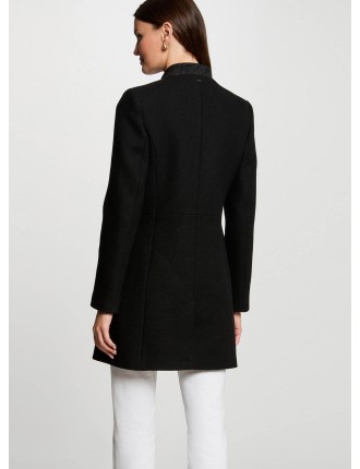 GSUZI - Manteau long en laine mélangée | Noir