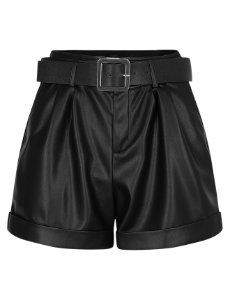 SHINGRA - Short ajustée effet cuir | Noir